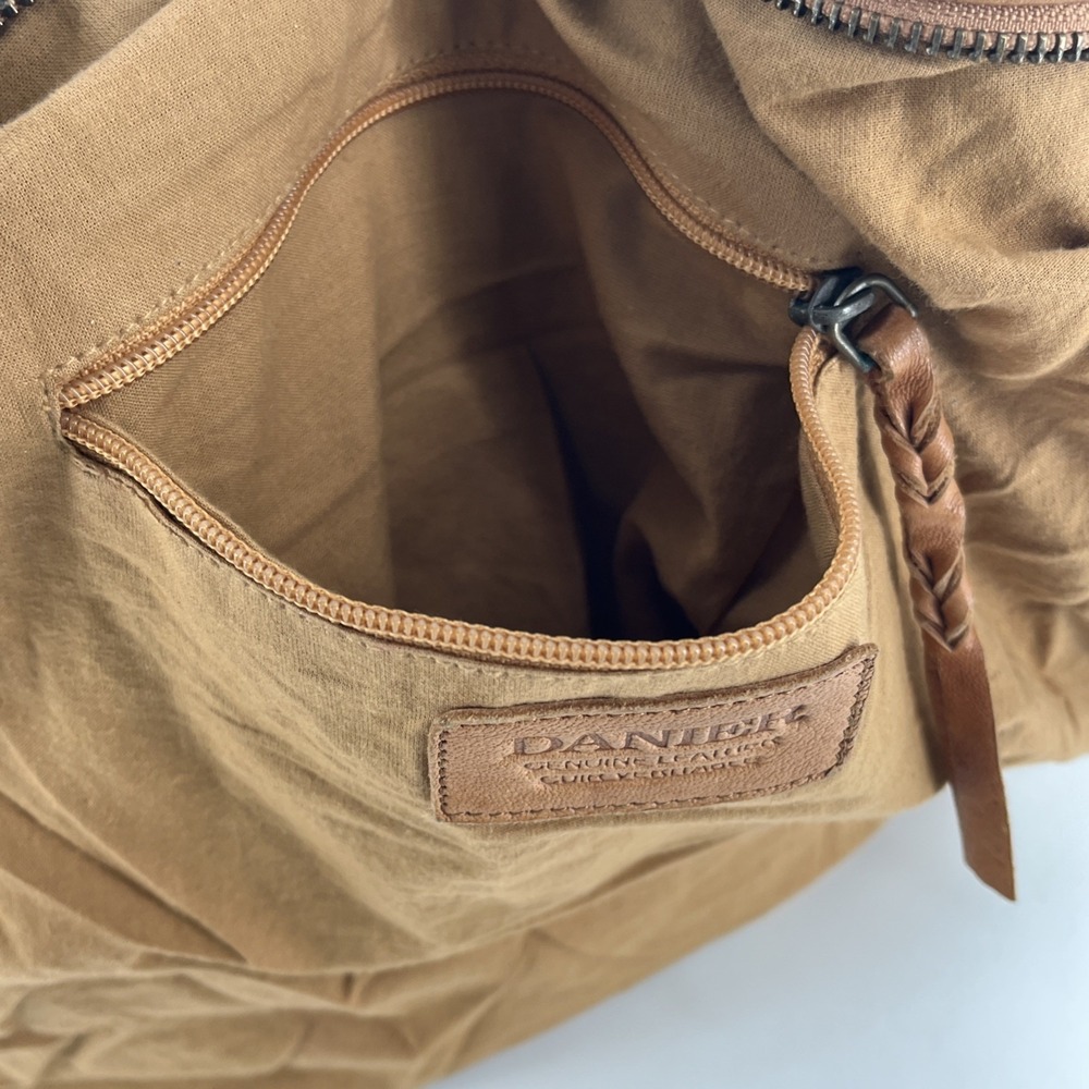Vintage Danier Tote Large Satchel Bag Compartments‎ Teracotta Honey Brown Purse - Picture 10 of 16